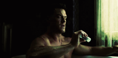 Thad Castle Alan Ritchson Inside Bath Tub GIF