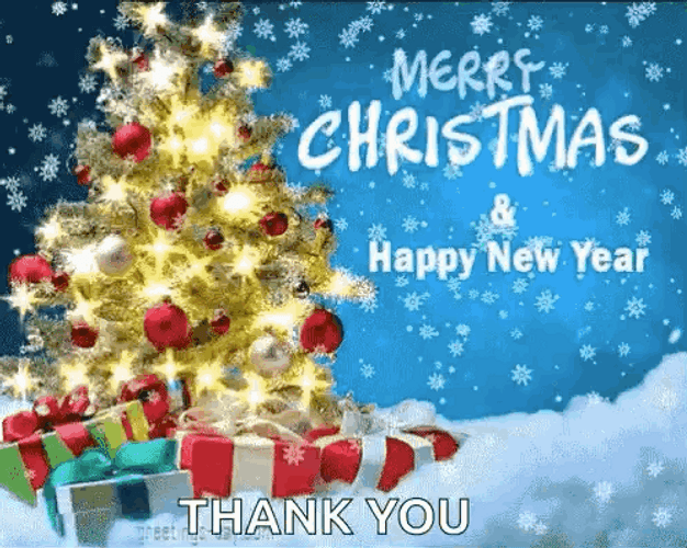 Thank You And Merry Christmas And Happy New Year Snow GIF
