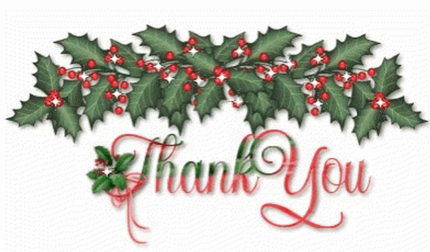 Thank You And Merry Christmas Branches Leaves Decor GIF