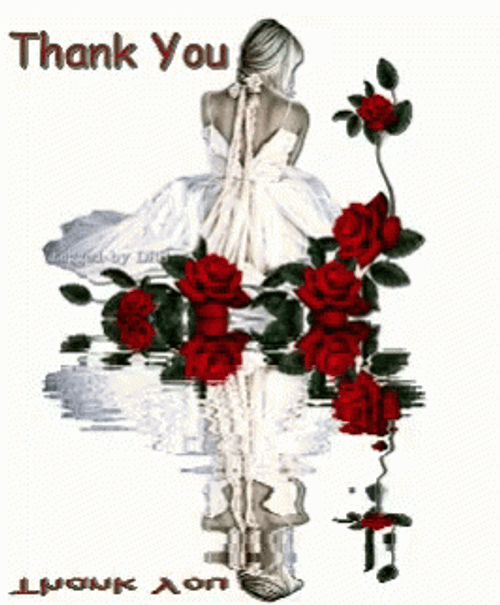 Thank You Animated Red Flower GIF