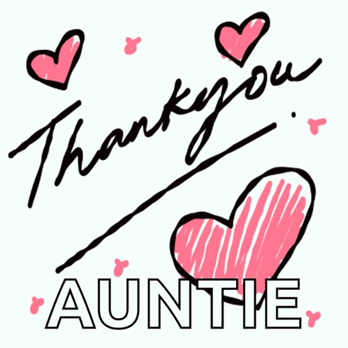 Thank You Auntie Card With Pink Hearts and Handwritten Note