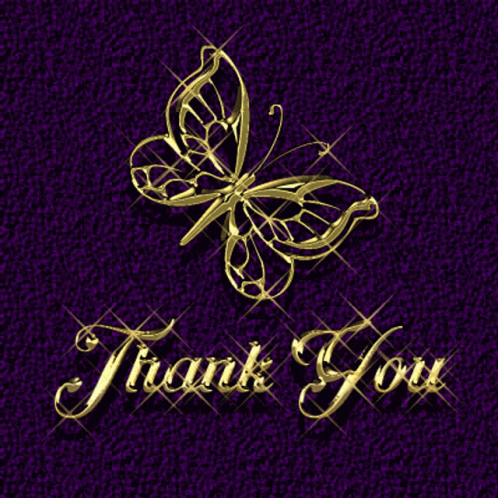 Thank You Card Gold Butterfly