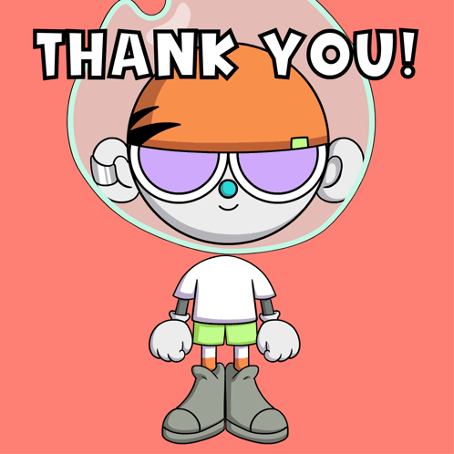 Thank You Card with Cartoon Character