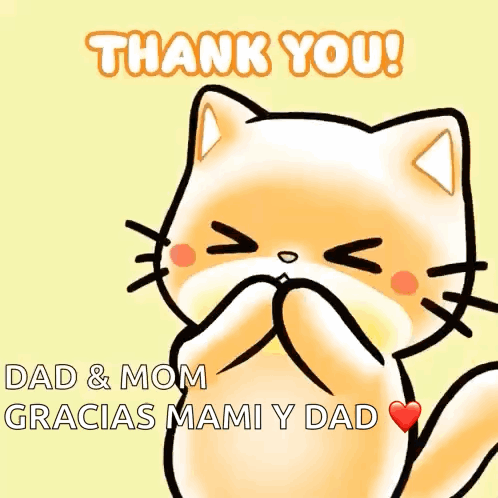 Thank You Card With Cat and Hearts