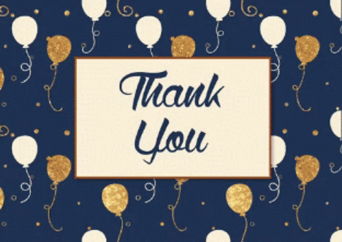 Thank You Card With Gold and White Balloons