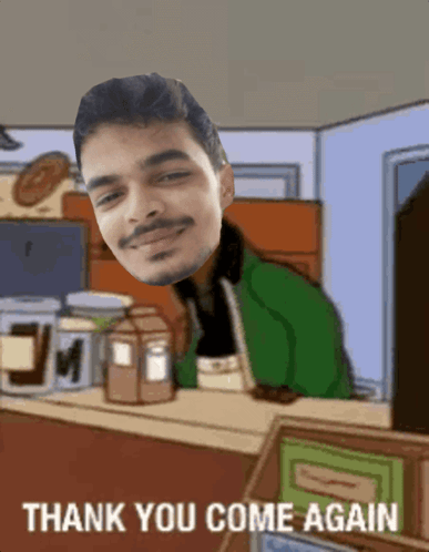 Thank You Come Again Edited Man Head GIF