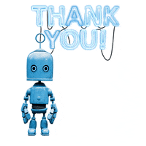 Thank You Cute Blue Robot Fun Clip GIF 