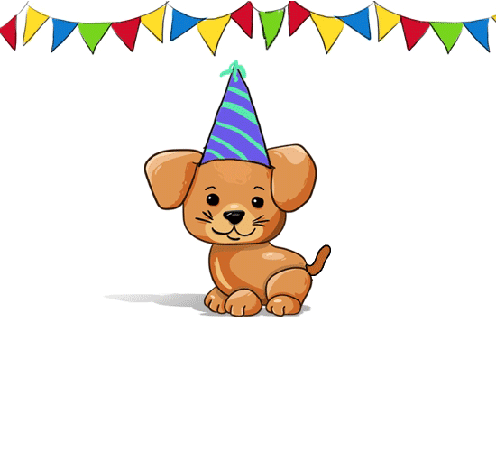 Thank You Cute Puppy In Party Hat GIF