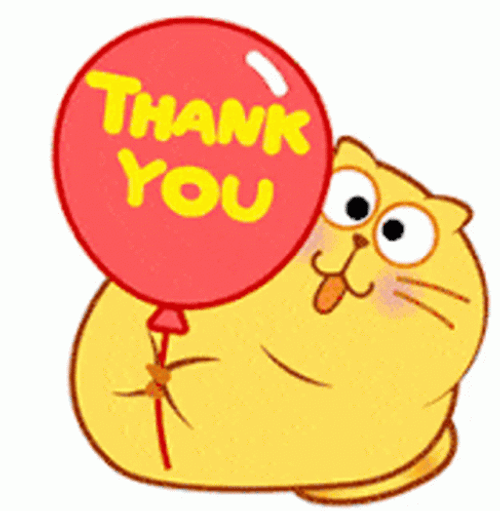 Thank You Emoji Egg Yolk Cat Holding Balloon GIF