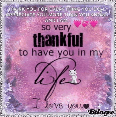 Thank You For Everything You Do Appreciate You More Than You Know And I Am So Thankful To Have You In My Life I Love You GIF