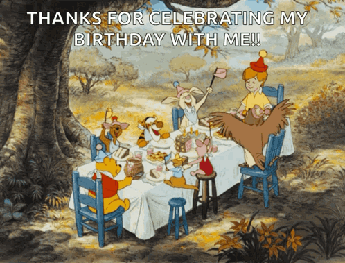 Thank You For The Birthday Wishes Pooh Friends GIF