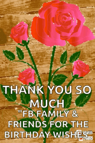 Thank You For The Birthday Wishes Sparkling Roses GIF