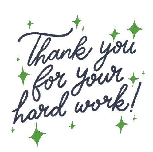 Thank You For Your Hard Work Sign With Green Stars