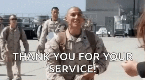 Thank You For Your Service Army Hug GIF