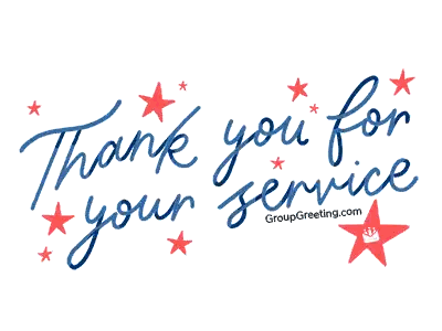 Thank You for Your Service Card with Red Stars