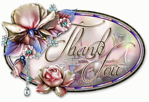 Thank You Glitter Flowers Message GIF