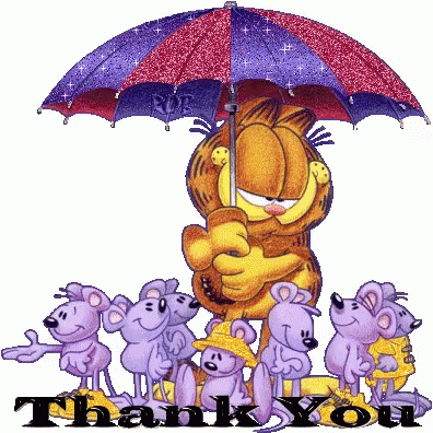Thank You Glitter Garfield With Umbrella GIF