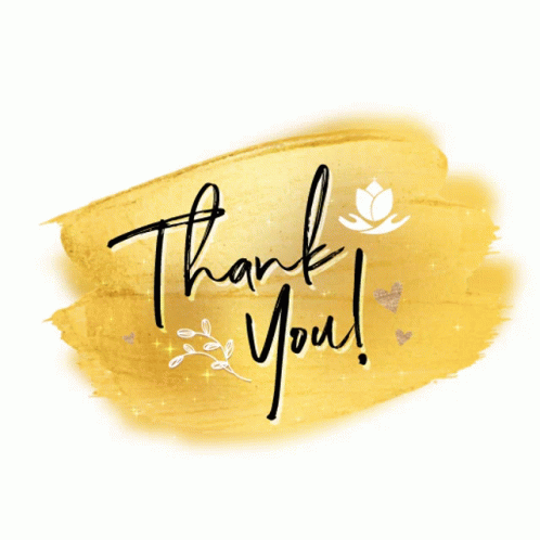 Thank You Glitter Gold Flowers Vector GIF