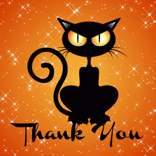 Thank You Glitter Halloween Cat GIF
