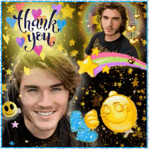 Thank You Glitter Male And Emoji Picture GIF