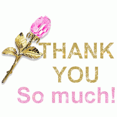 Thank You Glitter Pink Rose Flower Figurines GIF