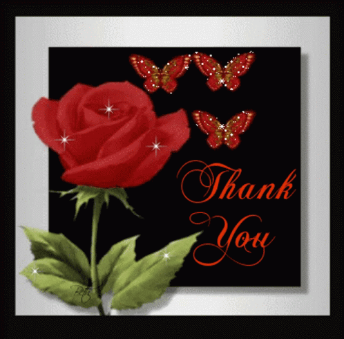 Thank You Glitter Red Rose Animated GIF