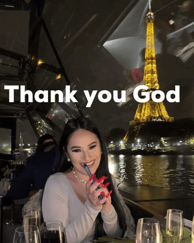 Thank You God Girl Happy Paris Eiffel Tower GIF
