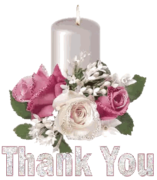 Thank You Greeting With Candle and Flowers