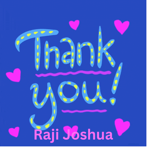 Thank You Hearts on Blue Background