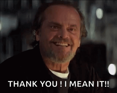 Thank You I Mean It Jack Nicholson Yes GIF