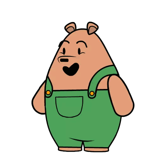 Thank You Sticker With Cartoon Bear