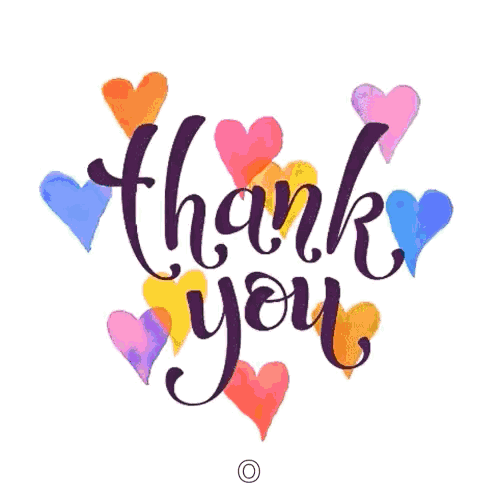 Thank You Surrounded by Watercolor Hearts