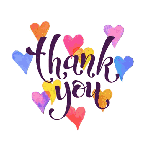Thank You Surrounded by Watercolor Hearts