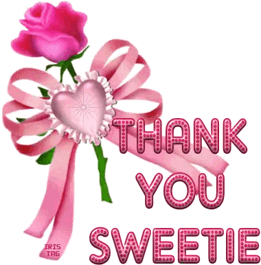 Thank You Sweetie Card With Pink Rose and Pink Heart