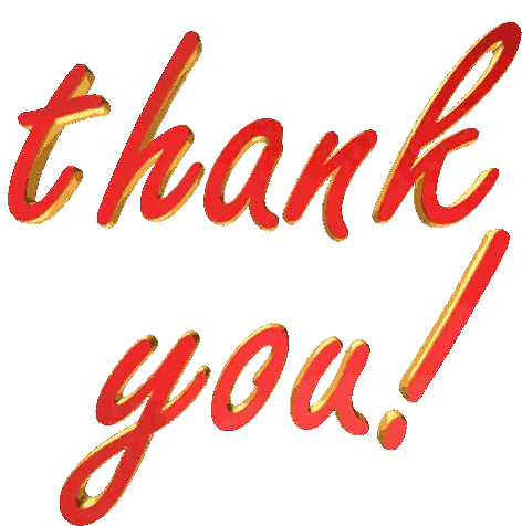 Thank You Words in Red and Gold