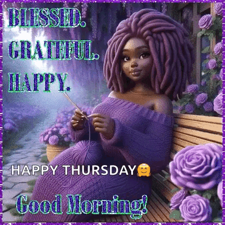 Thankful Thursday Girl In Purple GIF
