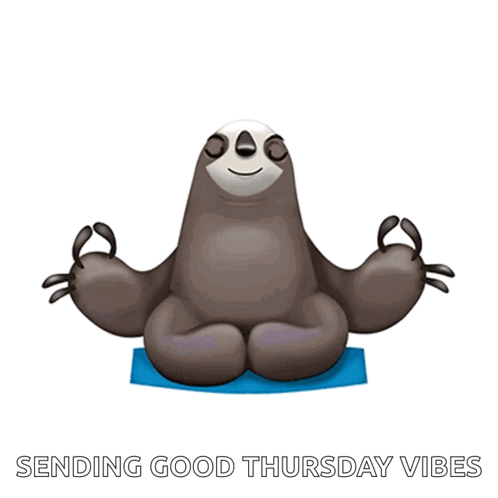 Thankful Thursday Meditating Sloth GIF