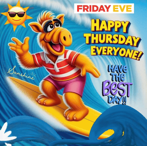 Thankful Thursday Surfing Pig GIF