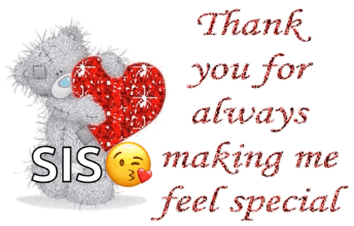 Thanks Girl Bear Hugging Sparkling Heart GIF