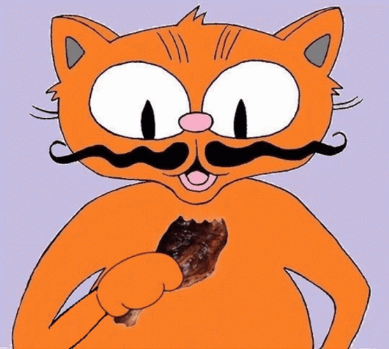 Thanksgiving Cat Mustache Orange Cat Eating Turkey Leg GIF