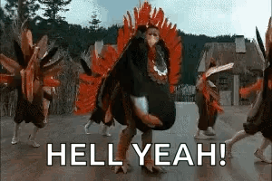 Thanksgiving Dancing Turkey Mascots Meme GIF