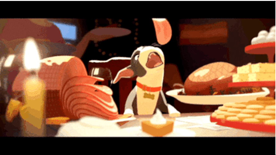 Thanksgiving Dinner Computer Generated Dog Eating GIF