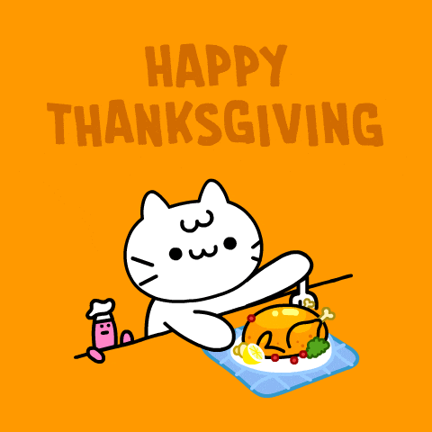 Thanksgiving Dinner Of Happy Cat GIF
