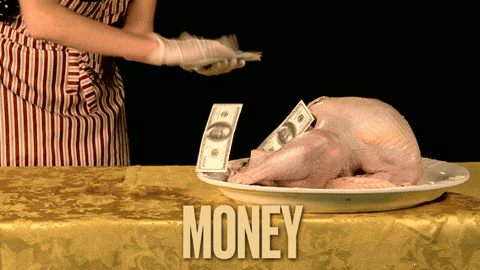 Thanksgiving Dinner Putting Money On Chicken GIF