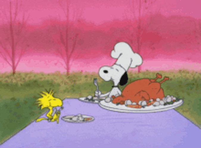 Thanksgiving Dinner With Snoopy The Dog GIF