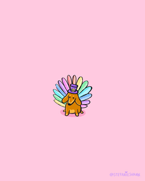 Thanksgiving Dog With Turkey Tail Animation GIF