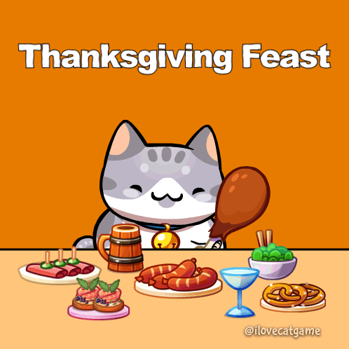 Thanksgiving Funny Cat Feast GIF