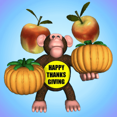 Thanksgiving Funny Monkey 3d GIF