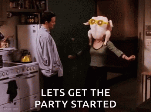 Thanksgiving Party Turkey Head Meme Friends GIF
