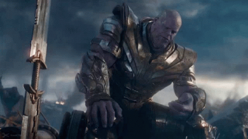 Thanos From Avengers Endgame With Sword And Hammer